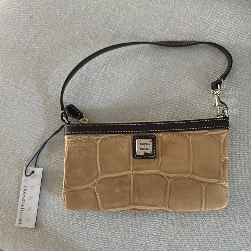 Dooney & Bourke Beige Croc Embossed Wristlet